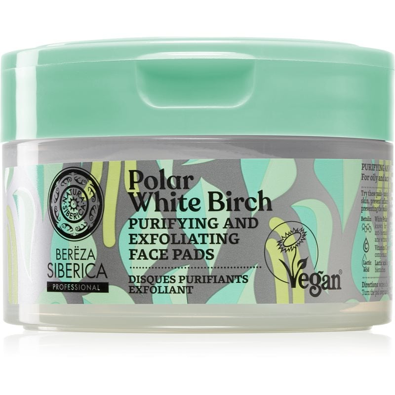 Natura Siberica Polar White Birch ексфолиращи тампони за лице за мазна и проблемна кожа