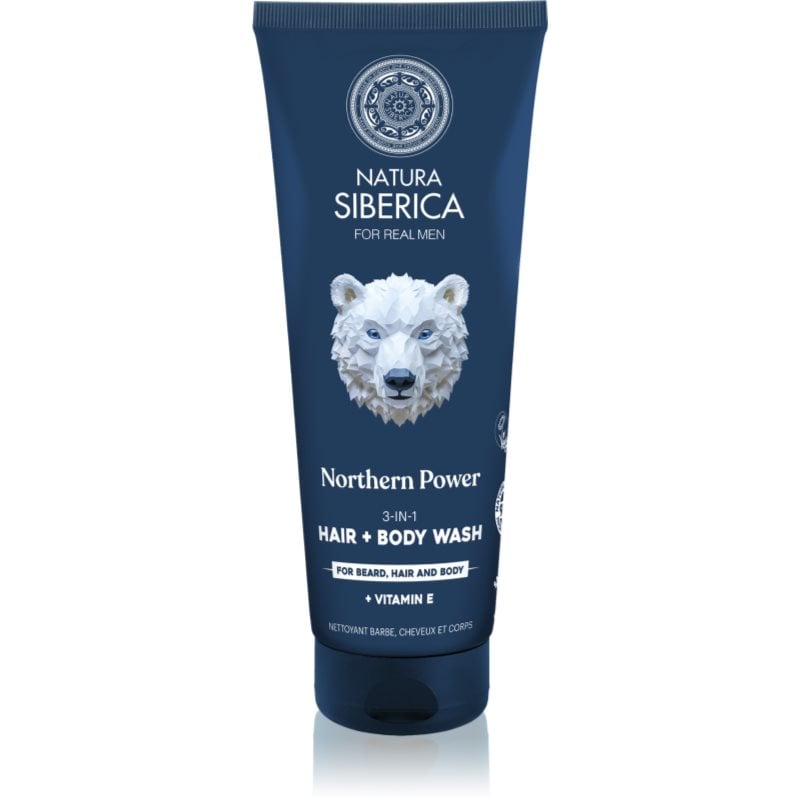 Natura Siberica Arctic Wild Northern Power почистващ гел за коса, брада и тяло за мъже