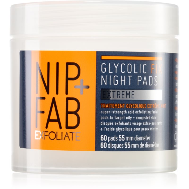 NIP+FAB Glycolic Fix Extreme почистващи тампони за нощ - Грижа за лице - Сравни цени от 1 магазин с безплатна доставка