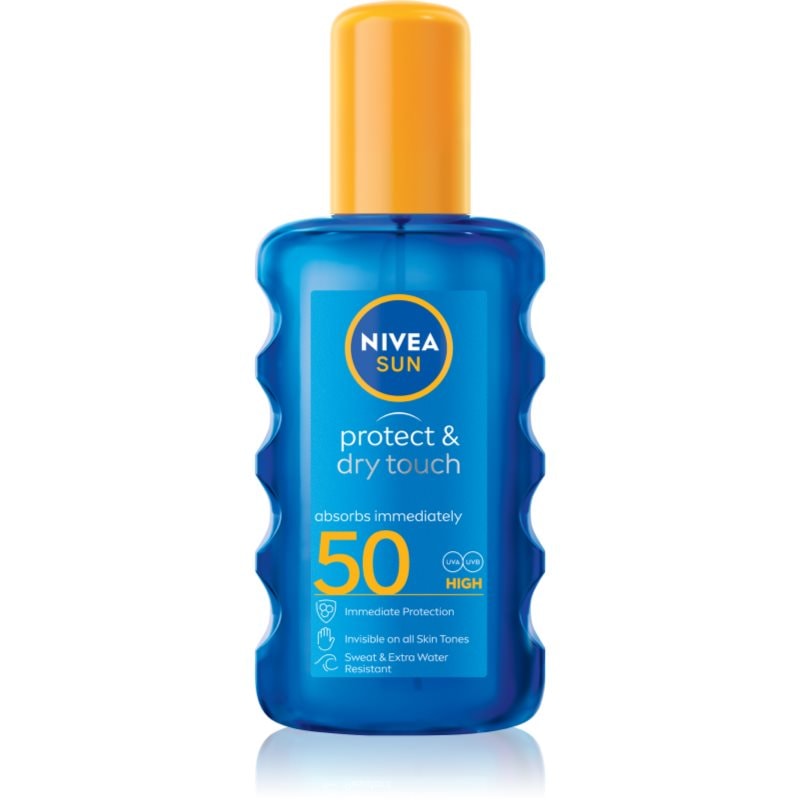Nivea SUN Protect & Dry Touch невидим спрей за тен SPF 50 - Грижа за тяло - Сравни цени от 1 магазин с безплатна доставка