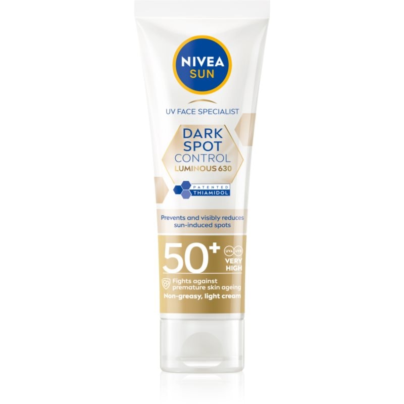 NIVEA SUN Luminous 630 крем за лице за слънчеви бани против пигментни петна SPF 50+ - Грижа за лице - Сравни цени от 1 магазин с безплатна доставка