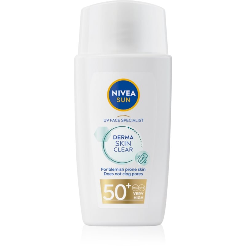Nivea Nivea SUN Derma Skin Clear крем за лице за слънчеви бани за кожа с несъвършенства SPF 50+ - Унисекс парфюм 40мл - Сравни цени от 1 магазин с безплатна доставка