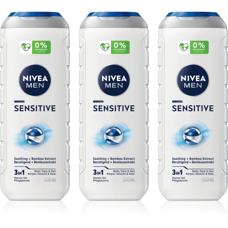 NIVEA MEN Sensitive душ-гел за мъже изгодна опаковка 3 x - Грижа за тяло - Сравни цени от 1 магазин с безплатна доставка