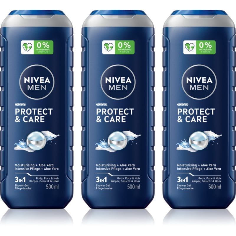 NIVEA MEN Protect & Care душ-гел за мъже изгодна опаковка 3 x