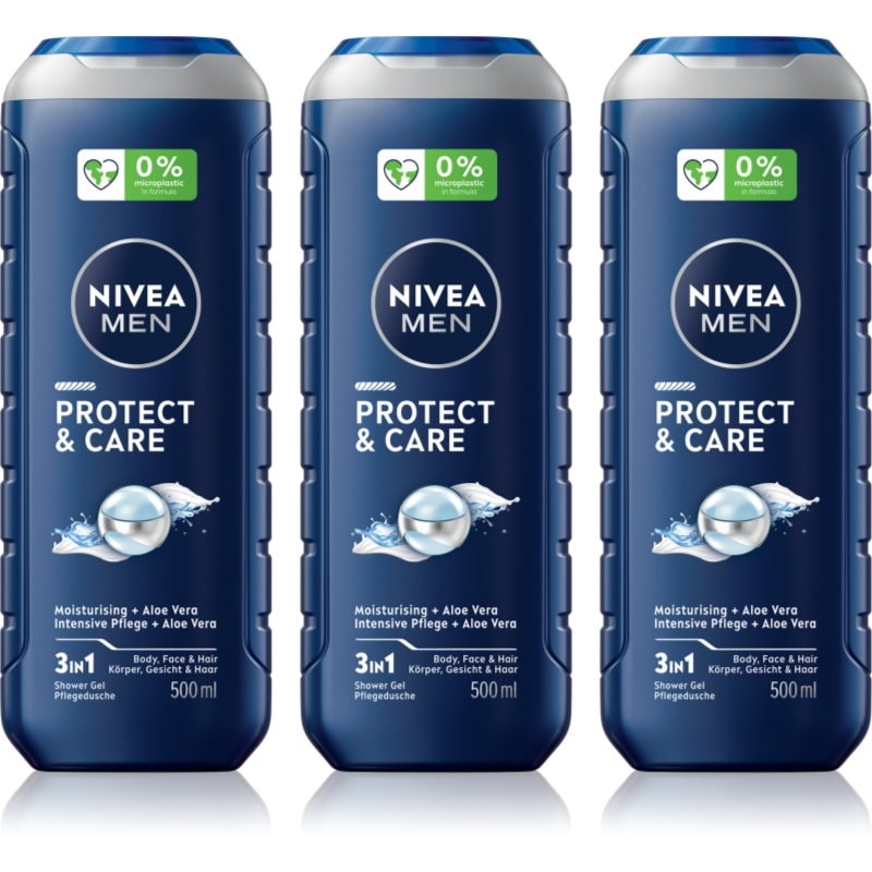 NIVEA MEN Protect & Care душ-гел за мъже изгодна опаковка 3 x - Грижа за тяло - Сравни цени от 1 магазин с безплатна доставка