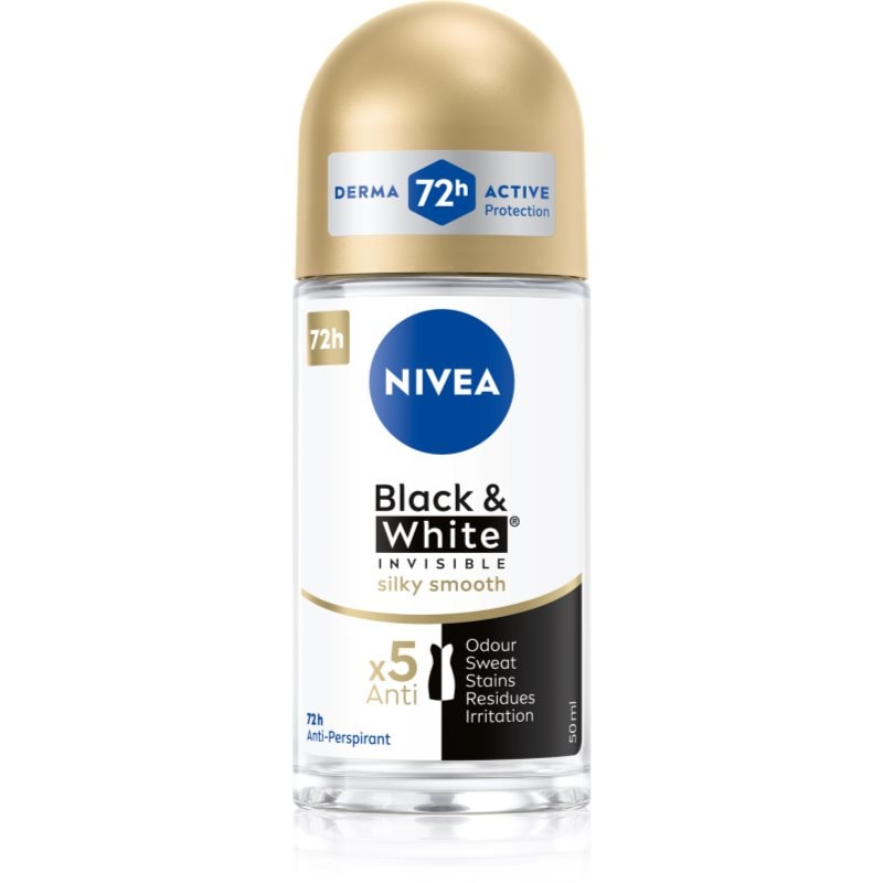 Nivea NIVEA Invisible Black & White Silky Smooth рол-он и антиперспирант за жени - Дамски парфюм 50мл - Сравни цени от 1 магазин с безплатна доставка