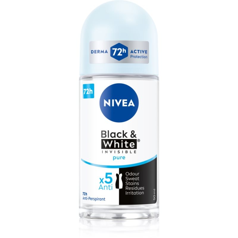 NIVEA Invisible Black & White Pure рол- он против изпотяване 48h - Грижа за тяло - Сравни цени от 1 магазин с безплатна доставка