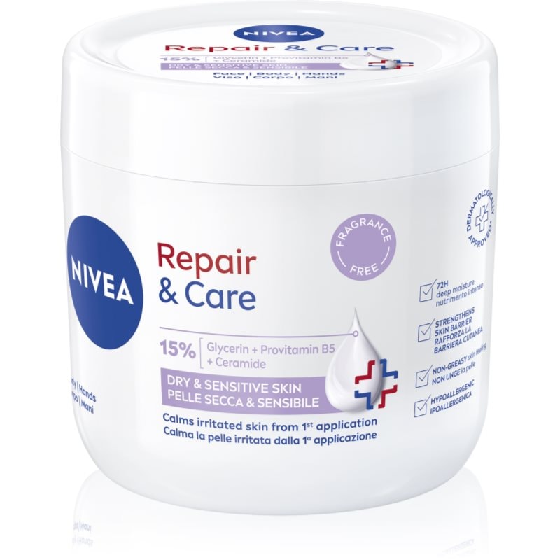 NIVEA Repair & Care Sensitive подхранващ регенериращ крем за суха и чувствителна кожа - Грижа за лице - Сравни цени от 1 магазин с безплатна доставка