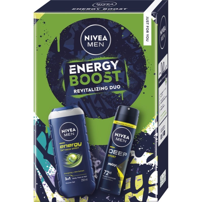 NIVEA MEN Energy Boost подаръчен комплект за тяло - Комплект - Сравни цени от 1 магазин с безплатна доставка