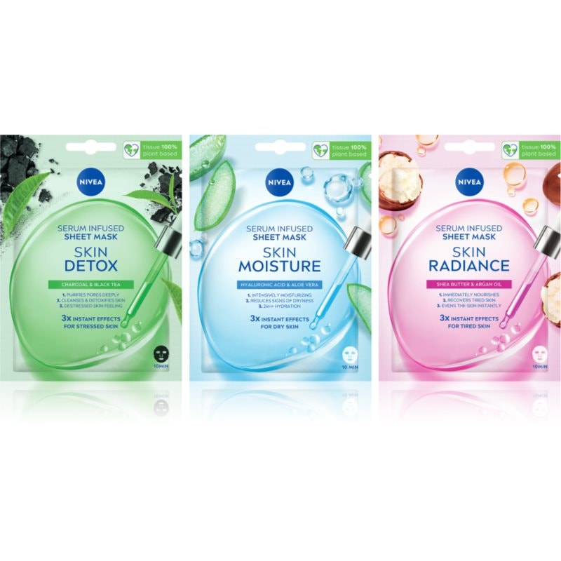 NIVEA Sheet Mask комплект платнени маски - Комплект - Сравни цени от 1 магазин с безплатна доставка