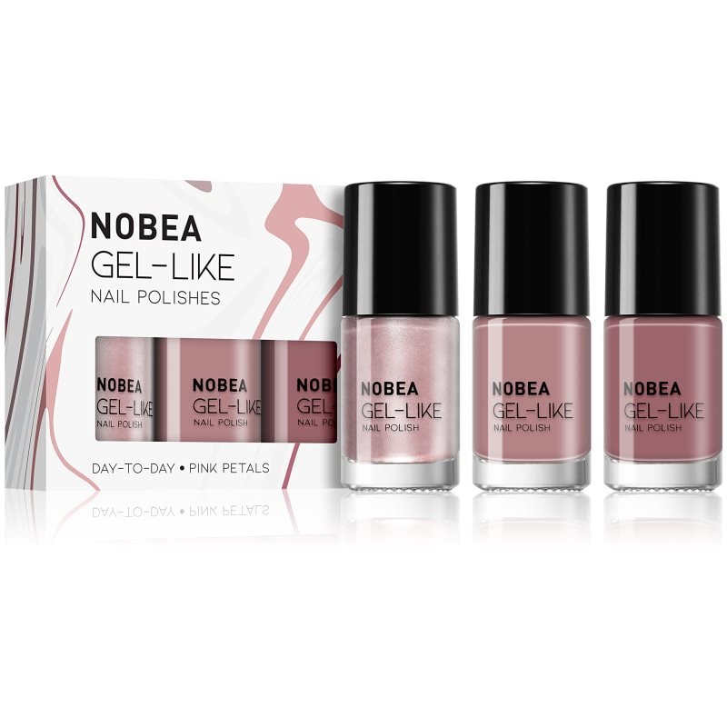 NOBEA NOBEA Day-to-Day 3-Piece Gel-like Nail Polish set комплект лак за нокти Pink Petals - Унисекс парфюм - Сравни цени от 1 магазин с безплатна доставка