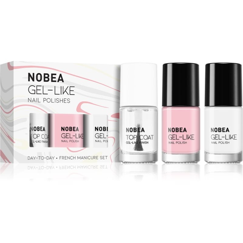 NOBEA Day-to-Day 3-Piece Nail Polish set with Top coat комплект лак за нокти French manicure set