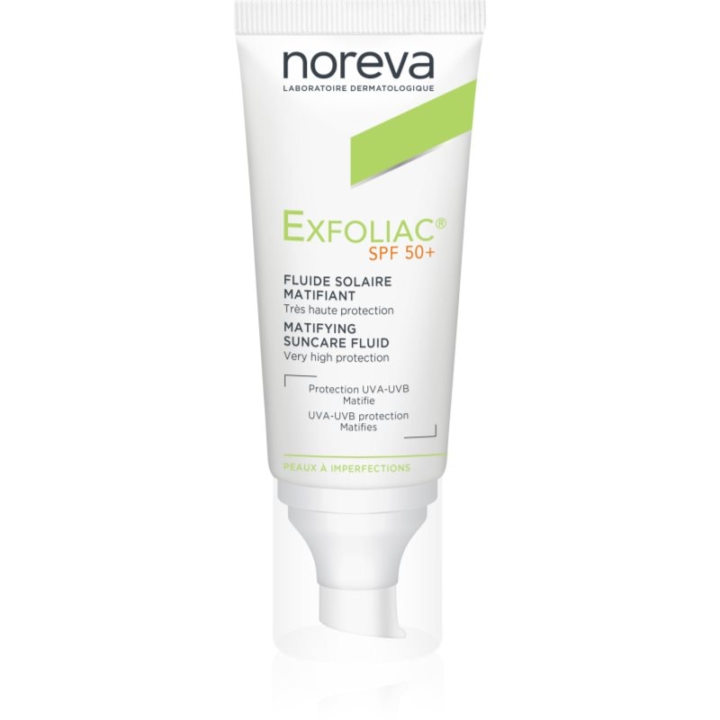 Noreva Exfoliac Mattifying Suncare Fluid SPF 50+ защитен матиращ флуид за лице SPF 50+ - Грижа за лице - Сравни цени от 1 магазин с безплатна доставка