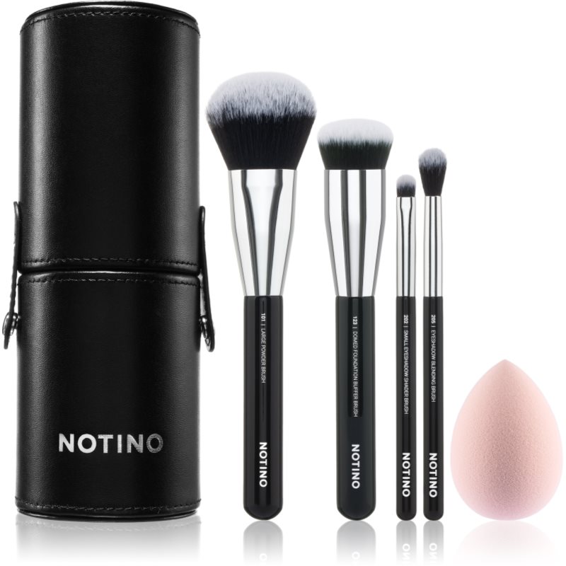 Notino Notino Makeup Brushes Essential Professional Make-Up Brushes & Sponge Set комплкет четки с калъф - Унисекс парфюм 5мл - Сравни цени от 1 магазин с безплатна доставка