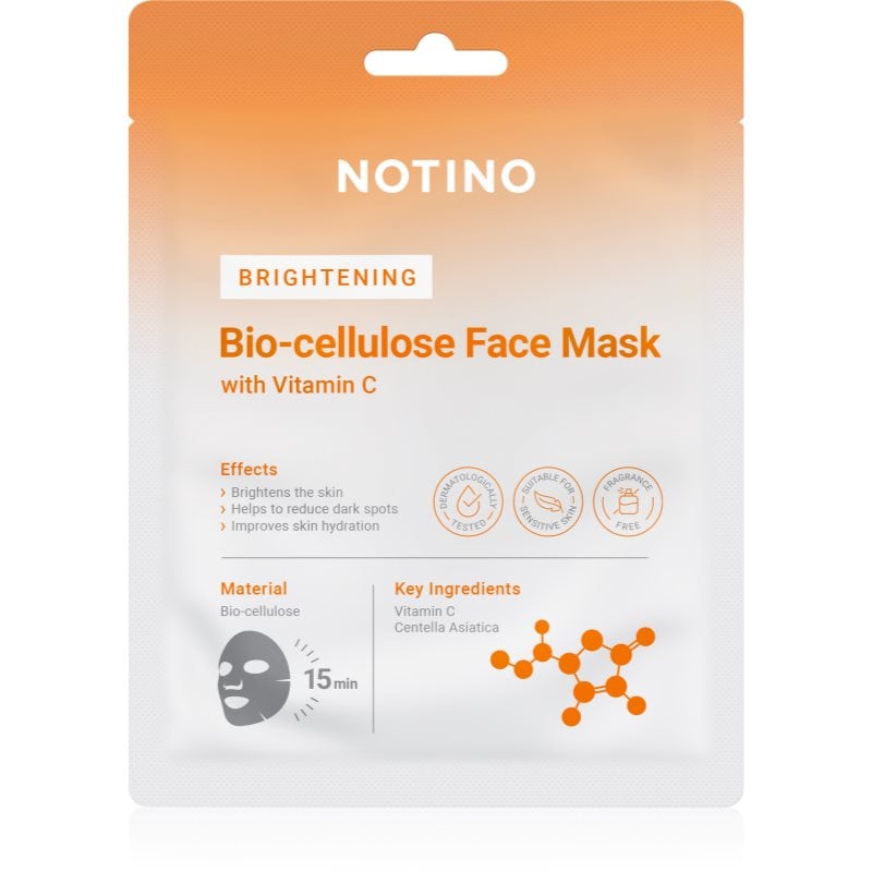 Notino Brightening Bio-Cellulose Face Mask with Vitamin C озаряваща платнена маска