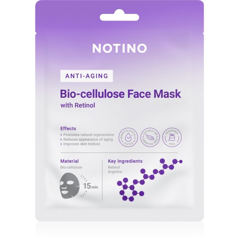 Notino Anti-Aging Bio-Cellulose Face Mask with Retinol противбръчкова платнена маска - Грижа за лице - Сравни цени от 1 магазин с безплатна доставка