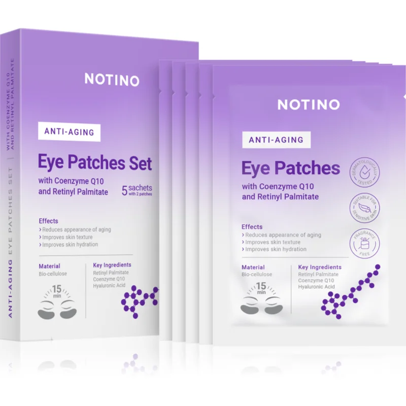 Notino Anti-Aging Bio-Cellulose Eye Patches Set with Coenzyme Q10 and Retinyl Palmitate околоочна маска против бръчки за околоочната област