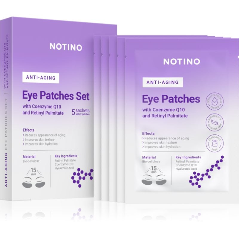 Notino Anti-Aging Bio-Cellulose Eye Patches Set with Coenzyme Q10 and Retinyl Palmitate околоочна маска против бръчки за околоочната област