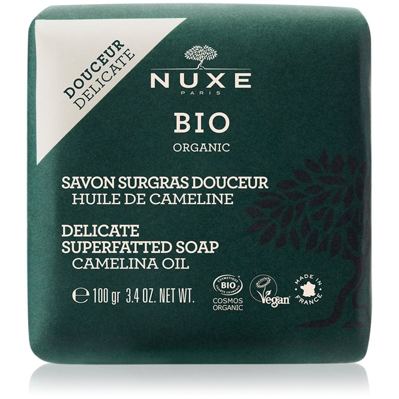 Nuxe Bio Organic Delicate Superfatted Soap Camelina Oil екстра нежен подхранващ сапун за тяло и лице