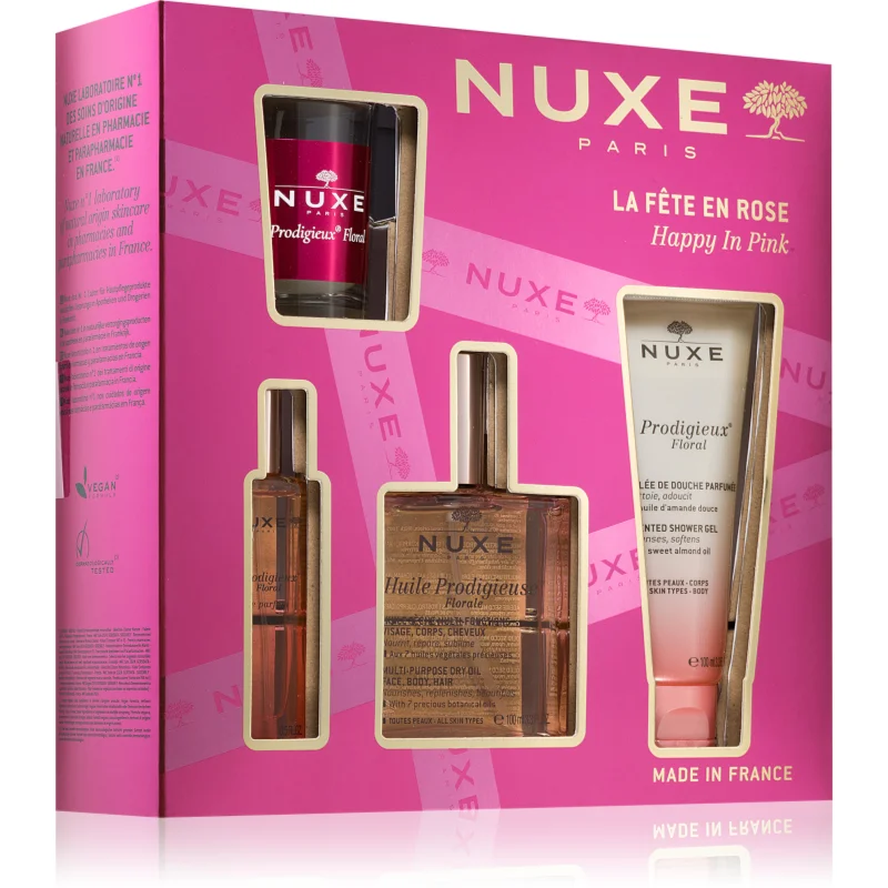 Nuxe Happy In Pink Set подаръчен комплект за лице, тяло и коса за жени - Комплект - Сравни цени от 1 магазин с безплатна доставка
