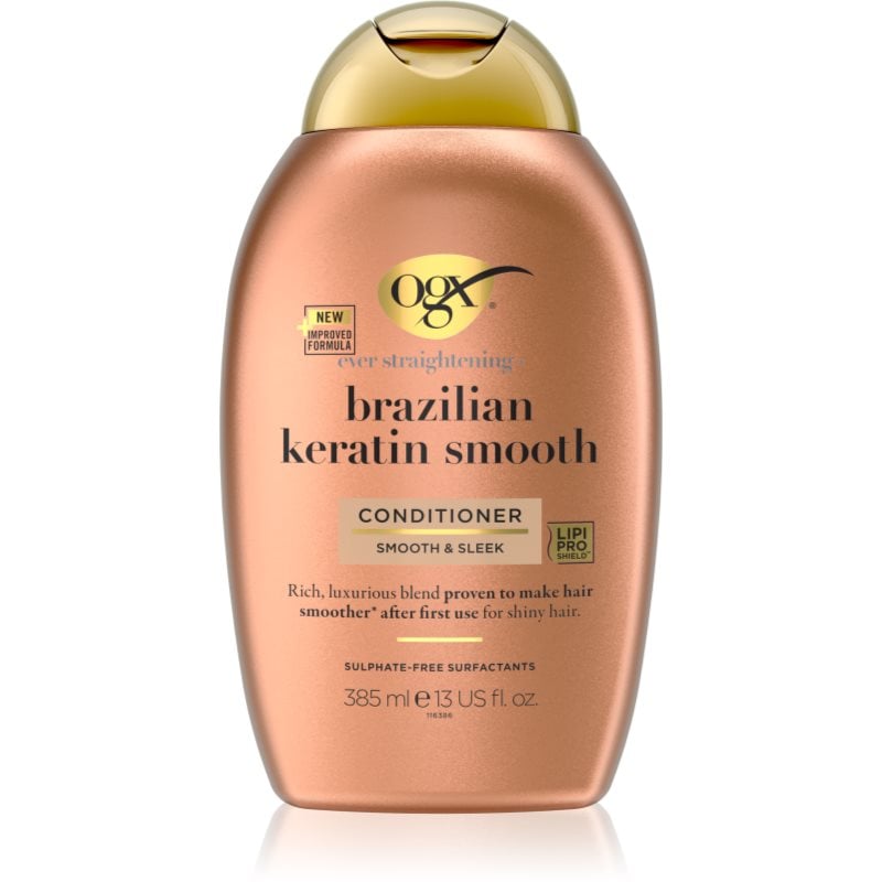 OGX Brazilian Keratin Smooth изглаждащ балсам за блясък и мекота на косата