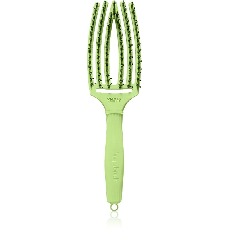 Olivia Garden Fingerbrush Boar & Nylon Четка за коса с влакна от найлон и глиган Dolce Vita Green Pistacchio
