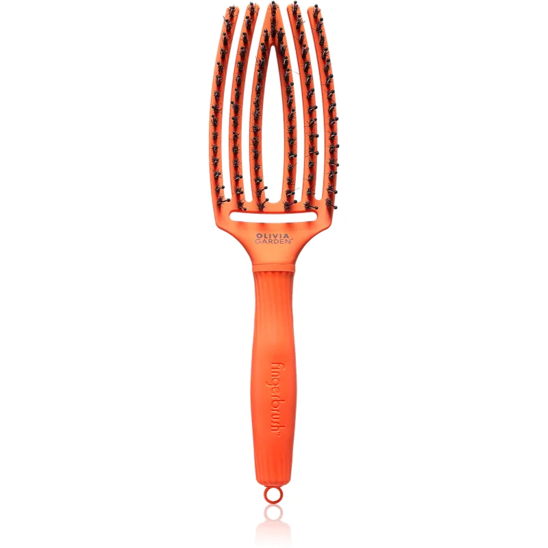 Olivia Garden Fingerbrush Boar & Nylon Четка за коса с влакна от найлон и глиган Dolce Vita Orange Spritz