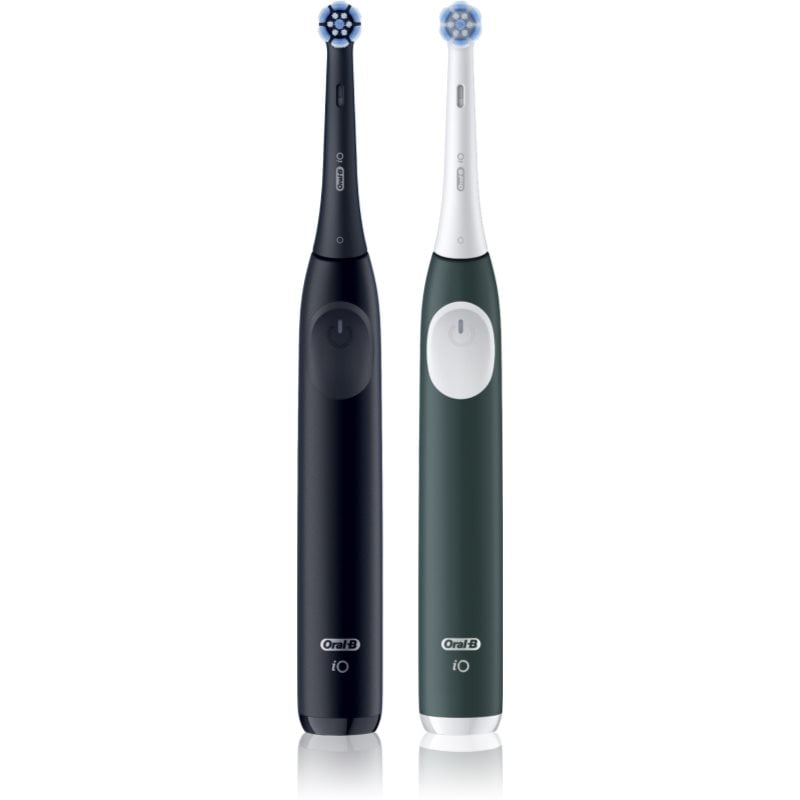 Oral-B iO2 електрическа четка за зъби ДУО ОПАКОВКА Matt Black & Forest Green