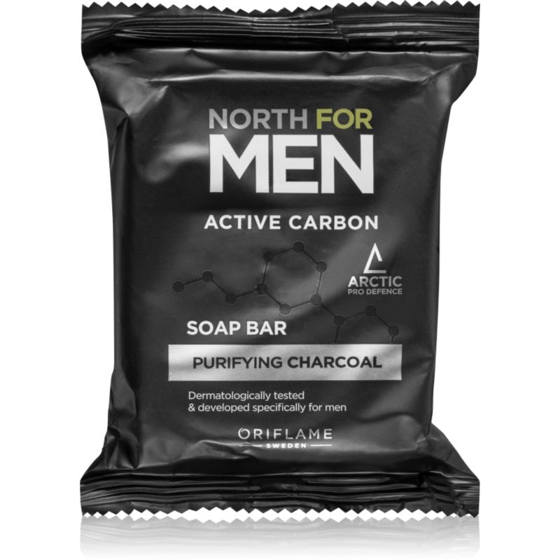Oriflame North for Men Active Carbon почистващ твърд сапун с активен въглен 100 гр.