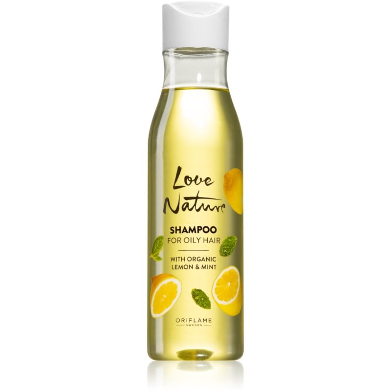 Oriflame Love Nature Organic Lemon & Mint дълко почистващ шампоан за мазна коса