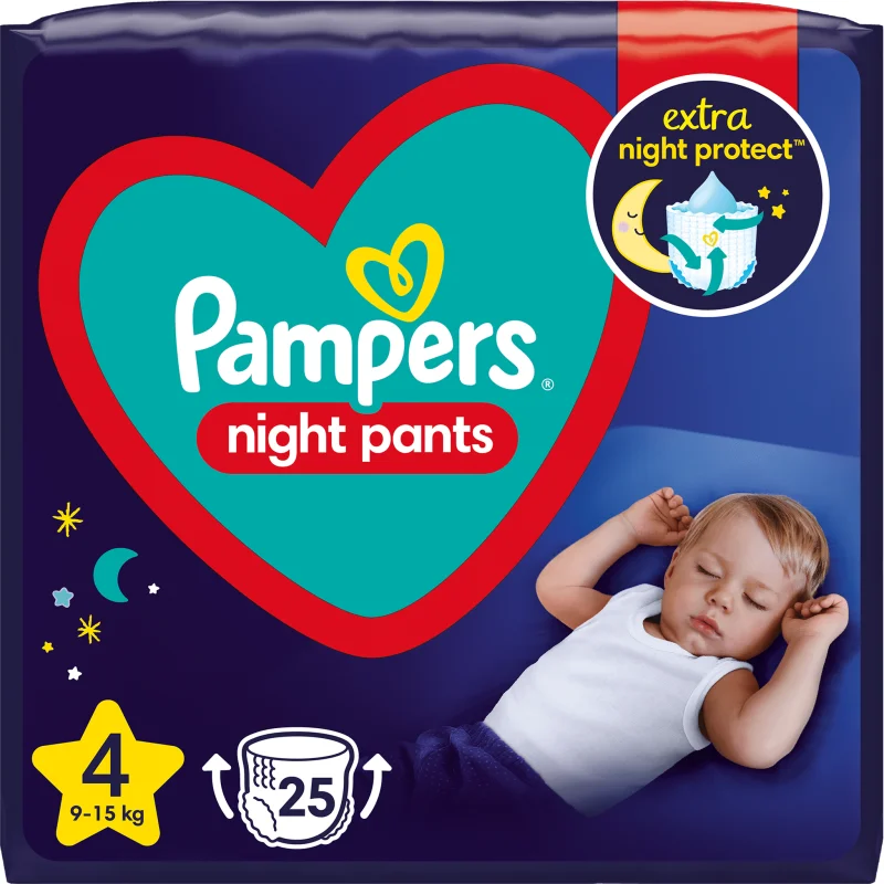 Pampers Night Pants Size 4 еднократни пелени гащички за нощ 9-15 kg - За деца - Сравни цени от 1 магазин с безплатна доставка