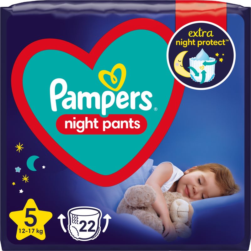 Pampers Night Pants Size 5 еднократни пелени гащички за нощ 12-17 kg - За деца - Сравни цени от 1 магазин с безплатна доставка