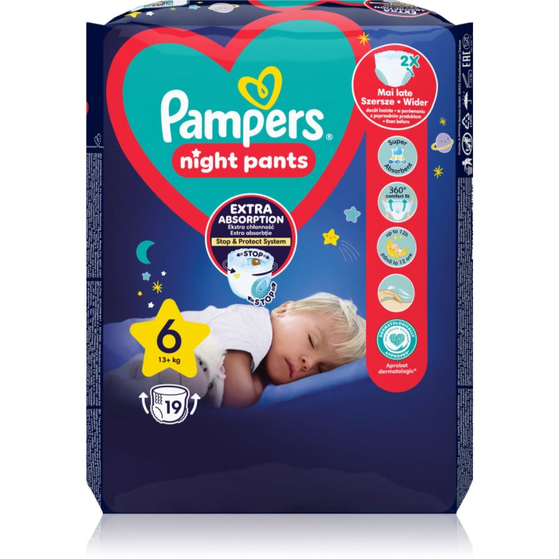 Pampers Night Pants Size 6 еднократни пелени гащички за нощ 13+ kg - За деца - Сравни цени от 1 магазин с безплатна доставка
