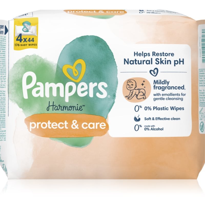 Pampers Harmonie Protect & Care мокри почистващи кърпички за деца с невен