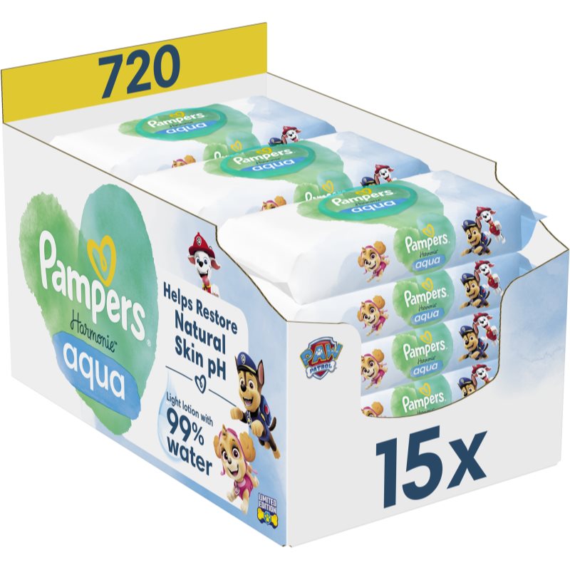 Pampers Harmonie Aqua Paw Patrol мокри почистващи кърпички за деца - Грижа за лице - Сравни цени от 1 магазин с безплатна доставка