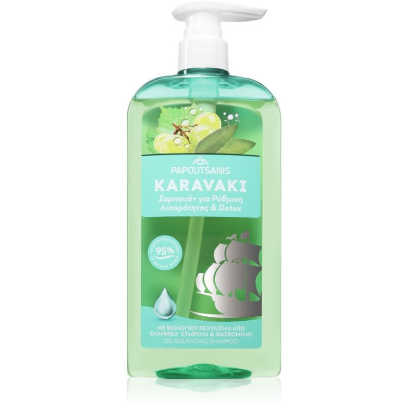 PAPOUTSANIS Karavaki Control & Detox шампоан за мазна и суха кожа на скалпа