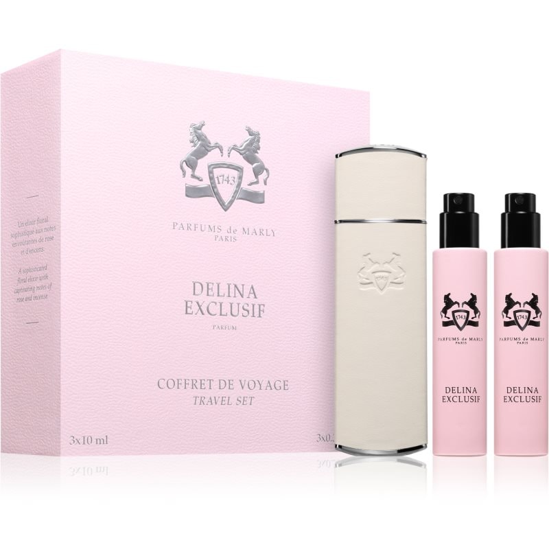 Parfums De Marly Delina Exclusif Travel Set комплект за пътуване с калъфка за жени - Комплект - Сравни цени от 1 магазин с безплатна доставка