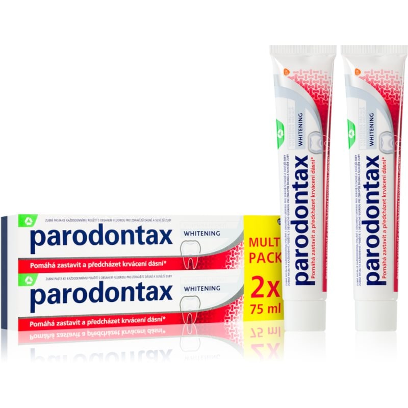 Parodontax Parodontax Whitening избелваща паста за зъби срещу кървене на венците 2x - Унисекс парфюм 75мл - Сравни цени от 1 магазин с безплатна доставка