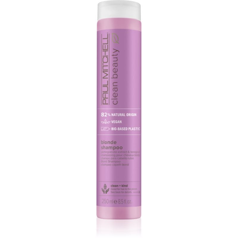 Paul Mitchell Clean Beauty Blonde Shampoo лилав шампоан за изрусена коса, коса с кичури със студени руси нюанси