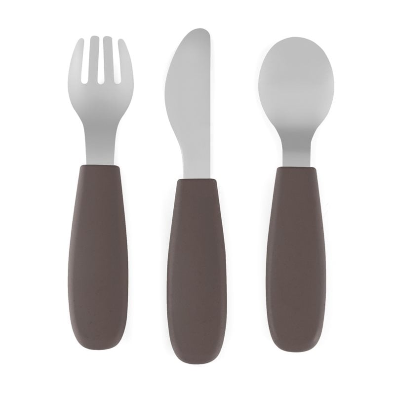 Petite & Mars Take & Match Stainless Steel Cutlery Set прибор за деца Bitter Cocoa 12m+