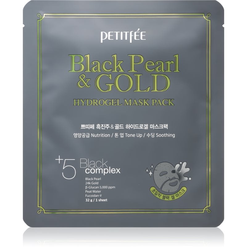 Petitfée Black Pearl & Gold интензивна хидрогелна маска с 24 каратово злато