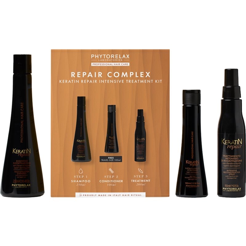 Phytorelax Laboratories Keratin Repair подаръчен комплект за изглаждане и възстановяване на увредена коса - Комплект - Сравни цени от 1 магазин с безплатна доставка