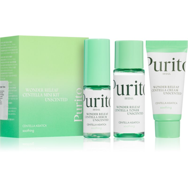 Purito Wonder Releaf Centella Mini Kit Unscented комплект за пътуване за чувствителна и раздразнена кожа - Комплект - Сравни цени от 1 магазин с безплатна доставка