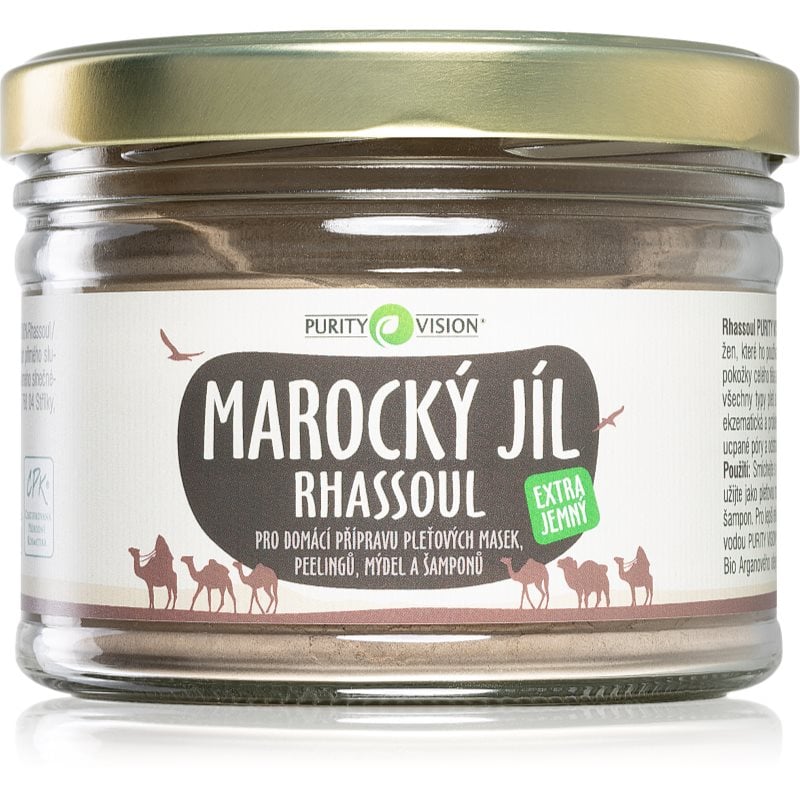 Purity Vision Rhassoul Мароканска глина за подготовка на маски за лице, пилинги, сапуни и шампоани