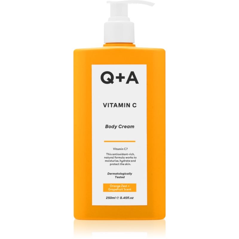 Q+A Vitamin C озаряващ крем за тяло аромати Orange zest + Grapefruit