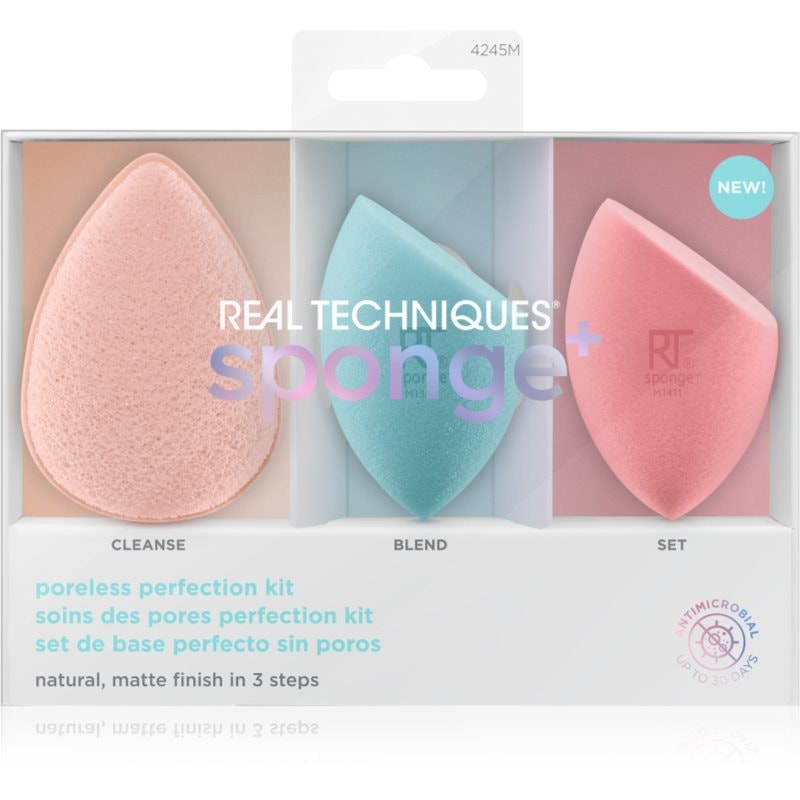 Real Techniques Sponge+ Poreless Perfection подаръчен комплект за кожа с несъвършенства - Комплект - Сравни цени от 1 магазин с безплатна доставка