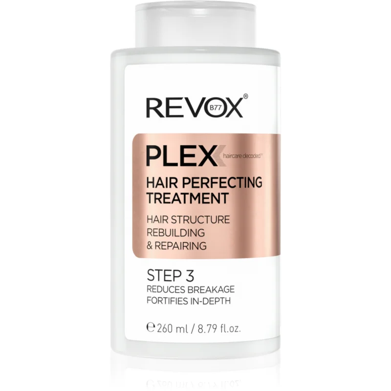 Revox B77 PLEX Hair Perfecting Treatment. Step 3 грижа за използване преди нанасянето на шампоан за боядисана и увредена коса