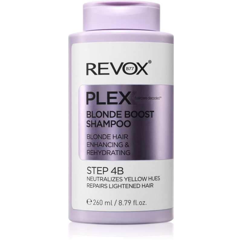Revox B77 Revox B77 Plex Blonde Boost Shampoo. Step 4B шампоан, неутрализиращ жълтите нюанси за руса коса - Унисекс парфюм 260мл - Сравни цени от 1 магазин с безплатна доставка