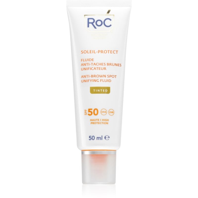 RoC Soleil Protect Anti Brown Spots Unifying Fluid Tinted тониращ флуид за уеднаквяване на цвета на кожата SPF 50 с витамин С