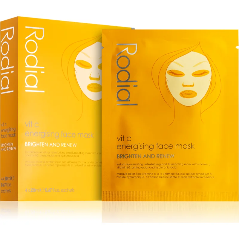 Rodial Vit C Energising Face Mask платнена маска за озаряване и виталитет на кожата с витамин С 4 x - Грижа за лице - Сравни цени от 1 магазин с безплатна доставка